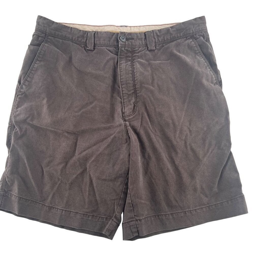 Tommy Bahama Mens 34 Chino Shorts Brown‎ Cotton Tencel Stretch Flat Front Casual